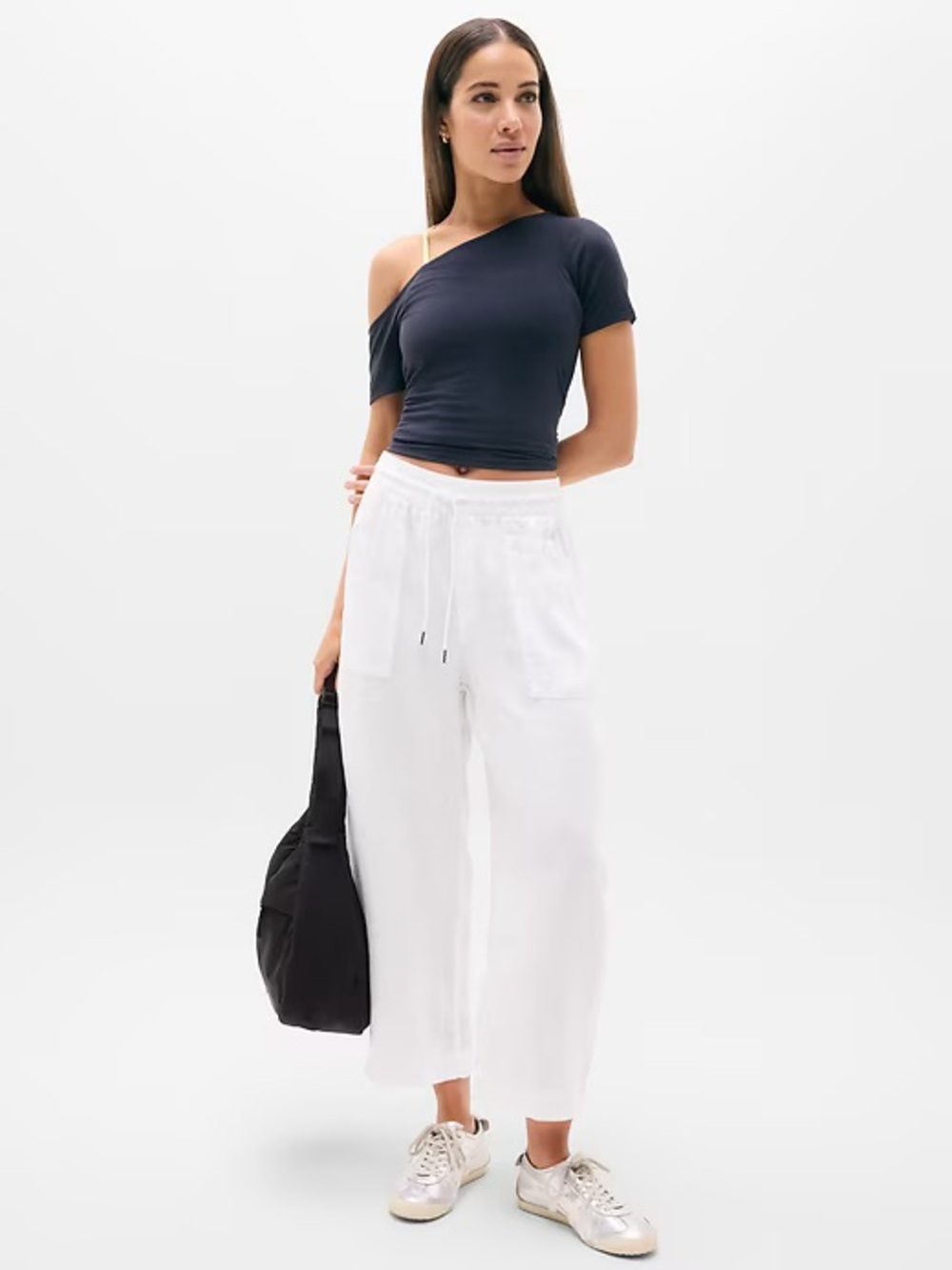 Athleta Retreat Linen Easy Barrel Crop Pant